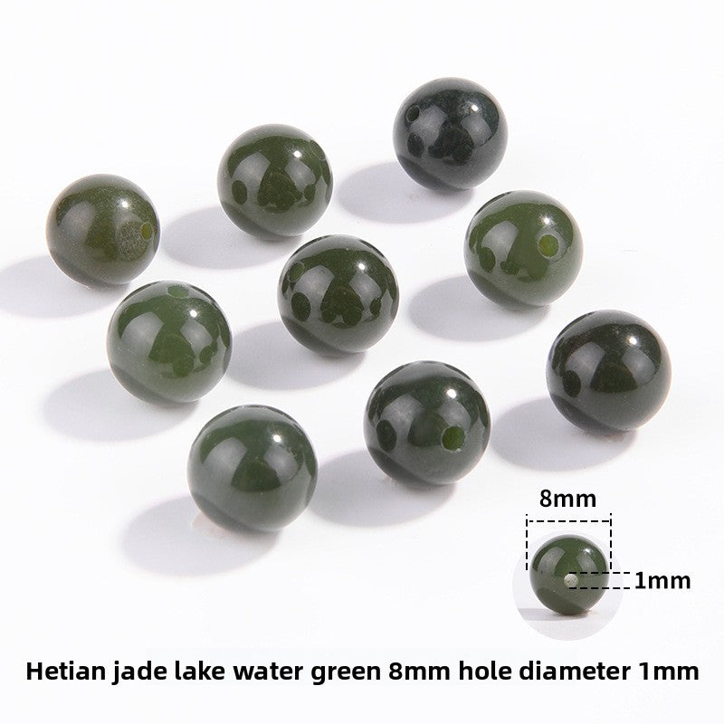 Hetian jade round beads, snowy white/pale celadon, polished, assorted 4–10 mm — Snowfield Whisper.