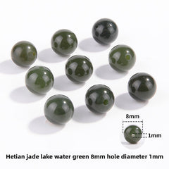 Hetian jade round beads, snowy white/pale celadon, polished, assorted 4–10 mm — Snowfield Whisper.