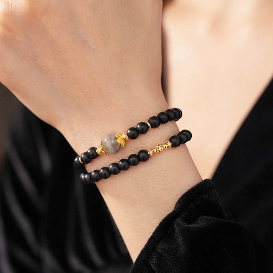 Midnight Moonstone Wrap Bracelet