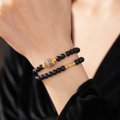 Midnight Moonstone Wrap Bracelet