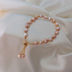 Rosélia Pearl Duo Necklace & Bracelet in rose-tinted pearls – French vintage chic jewelry
