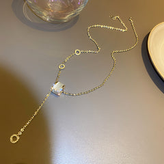 Cat’s Eye Letter Series – Gold-Plated Cylinder Pendant Necklaces with Zircon