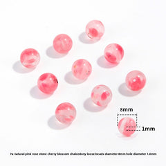 Pink chalcedony round beads, smooth polish, assorted 6–10 mm — Rosette Whisper.
