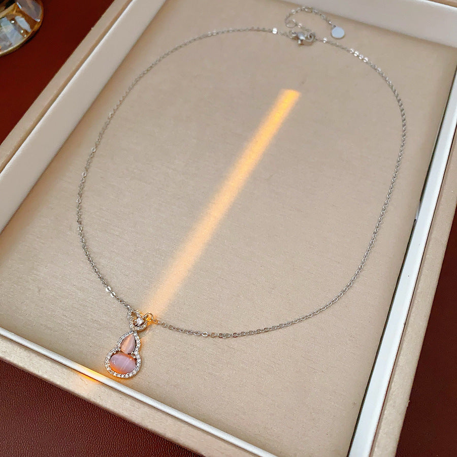 Cat’s Eye Letter Series – Gold-Plated Cylinder Pendant Necklaces with Zircon