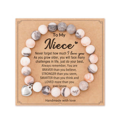 Heartfelt Encouragement · Pink Jasper Message Bracelets