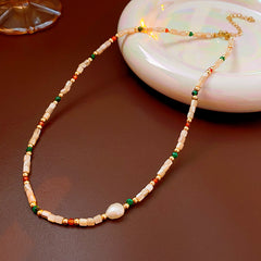 Baroque freshwater pearl colorful bead necklace and bracelet set – light luxury elegant women’s jewelry