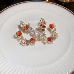 Exaggerated U-Shape Zircon Earrings with silver needle and sparkling zircon – light luxury statement jewelry
