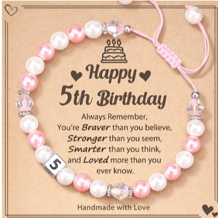 Milestone Birthday Bracelet for Girls (1st–8th)