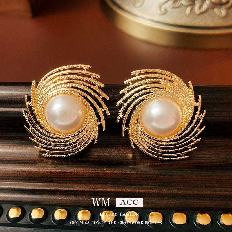 Vintage Pearl Stud Earrings Series – Courtly Chic Light Luxury