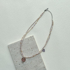 Elegant pastel beaded necklace - Iridescent Dew design