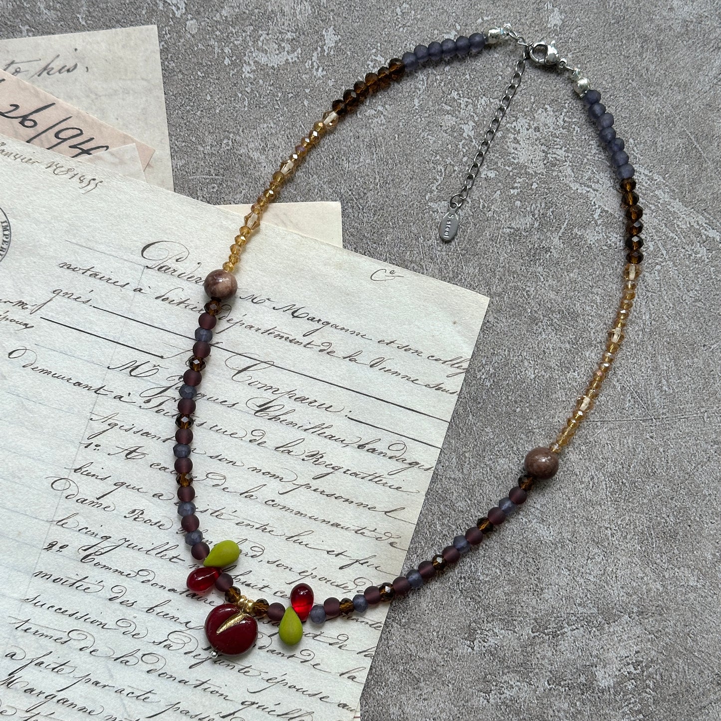 Glazenya gift box with velvet pouch – Crimson Apple Charm Necklace