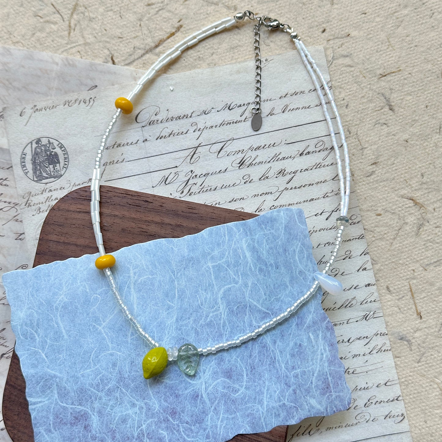 Glazenya gift box with velvet pouch – Lemon Drop Charm Necklace
