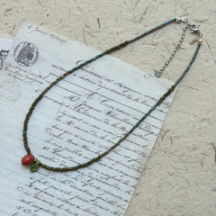 Glazenya gift box with velvet pouch – Wild Strawberry Charm Necklace