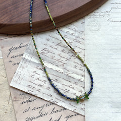 Handmade necklace with candy-drop glass pendant and blue–green gradient beads – Glazenya