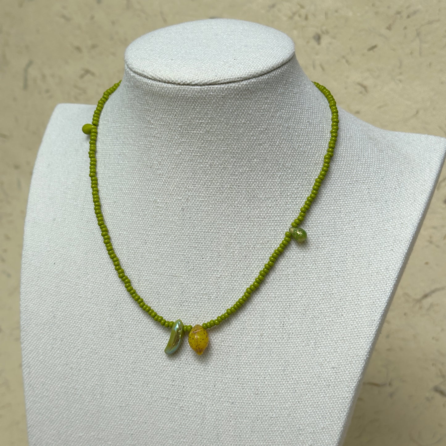 Model wearing Lemon & Banana Charm Necklace, playful summer style