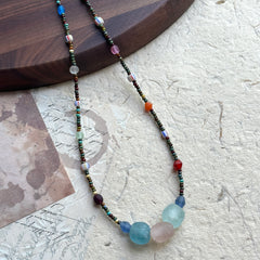 Earthy brown seed beads with colorful accent beads