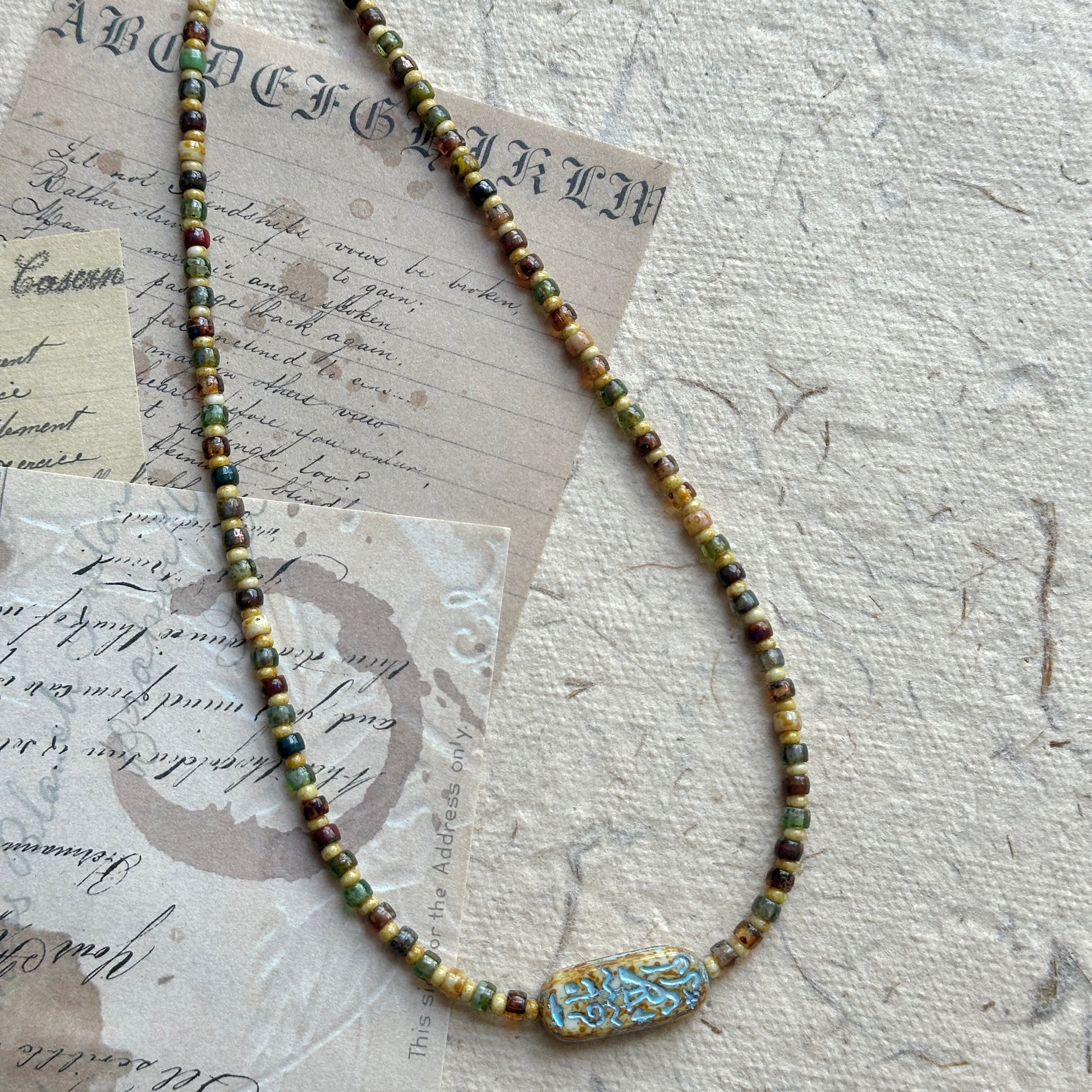 Mystic Talisman Necklace with Egyptian-inspired stone centerpiece