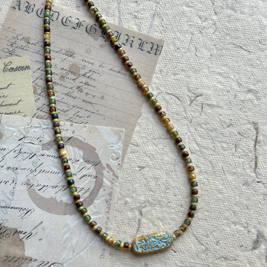 Mystic Talisman Necklace with Egyptian-inspired stone centerpiece