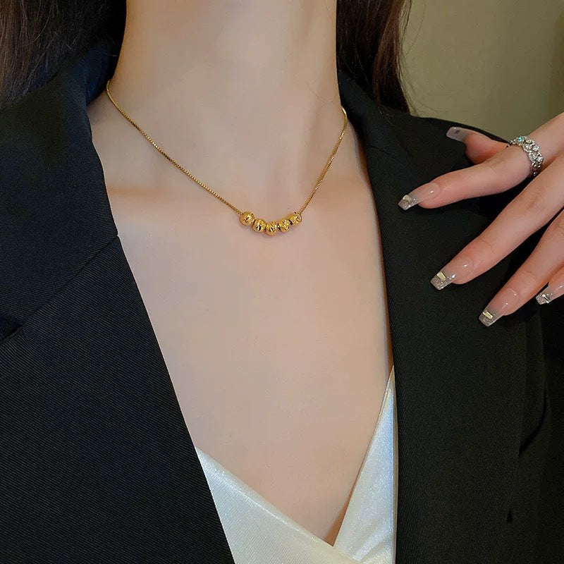 Versatile Minimalist Titanium Steel Pearl Pendant Necklace