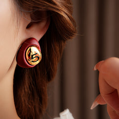 Gilded Numeral 5 Pebble Studs