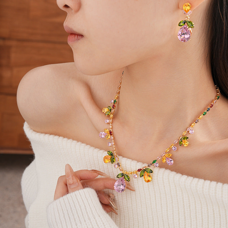 Celestial Leaf Zircon Drop Necklace Set