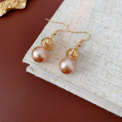 Regal Filigree Pearl Collection – champagne pearl necklace, bracelet, and earrings set by Glazenya