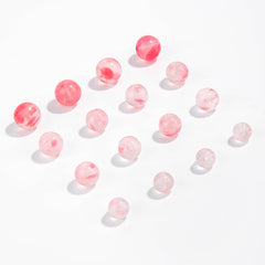 Pink chalcedony round beads, smooth polish, assorted 6–10 mm — Rosette Whisper.