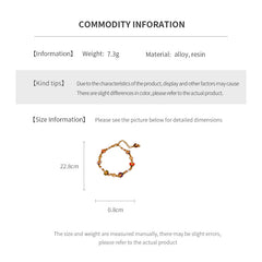 Product size chart for Vintage Enamel Floral Bracelet in golden alloy with enamel flowers