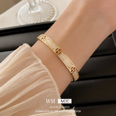 Zircon H Letter Open Bangle