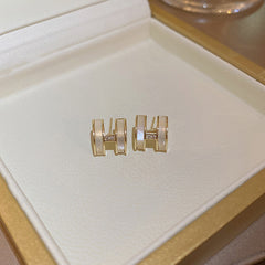 H Initial Shell & Zircon Series – Necklace, Ring & Earrings