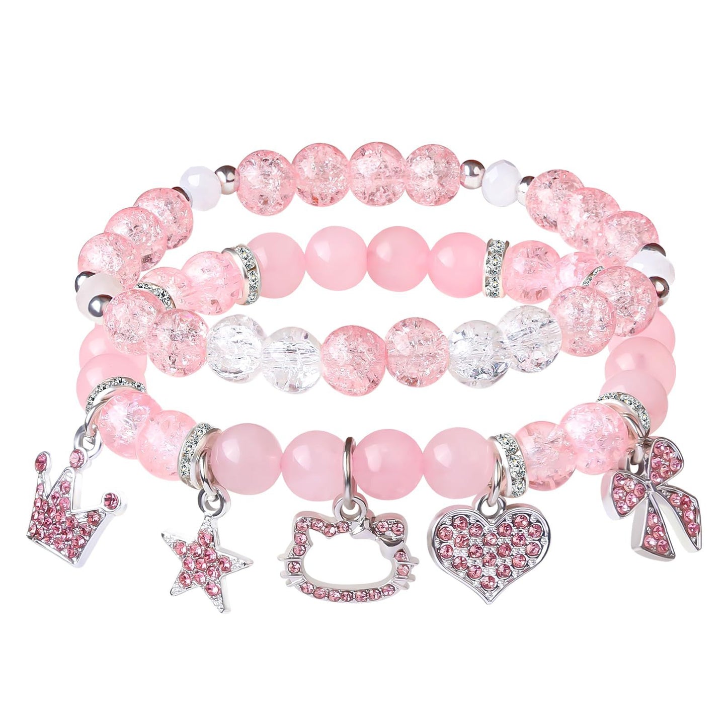 Blush Kitty Sparkle Charm Bracelets