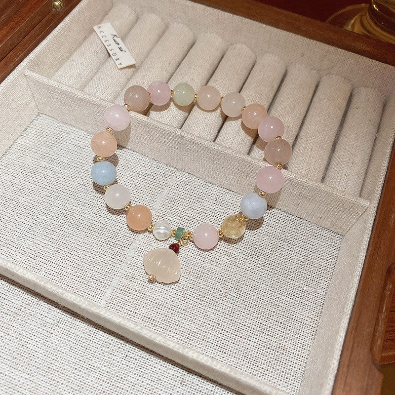 Oriental Crystal Bead Bracelet Series – Natural White & Yellow Gemstones, Retro Chic Elegance