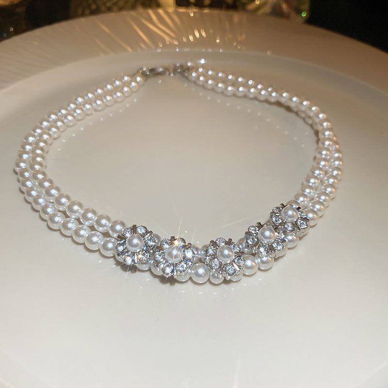 Gothic revival vintage necklace – exaggerated European light luxury statement jewelry with rhinestone and alloy designs