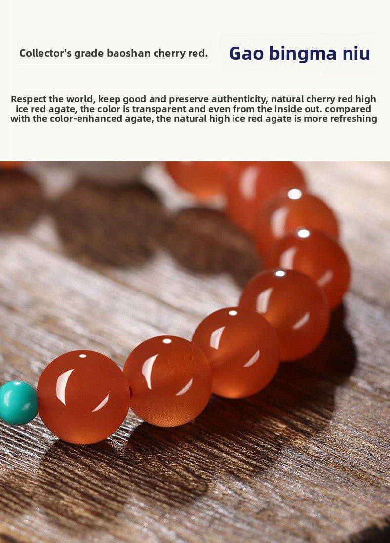 Collectible-grade Hetian jade bracelet with high-ice red agate centerpiece and turquoise accents — Crimson Serenity Hetian Jade Bracelet.
