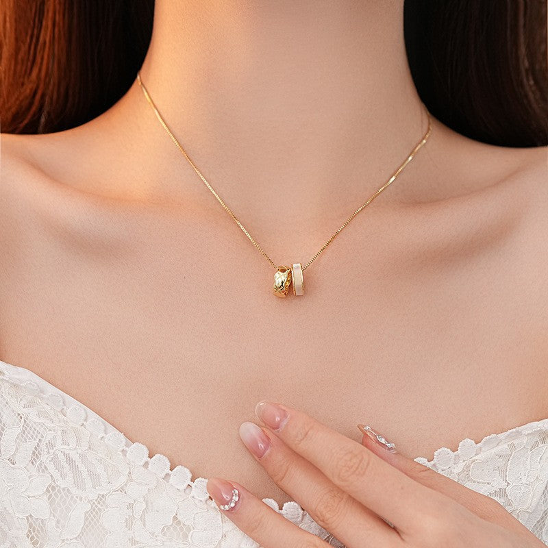 Cat’s Eye Letter Series – Gold-Plated Cylinder Pendant Necklaces with Zircon