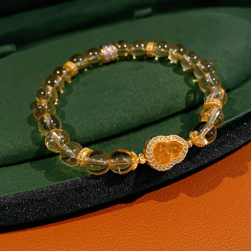 Sunlit Heart Gem Bracelet with golden crystal beads and heart-shaped zircon charm – Glazenya