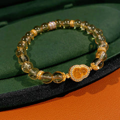 Sunlit Heart Gem Bracelet with golden crystal beads and heart-shaped zircon charm – Glazenya
