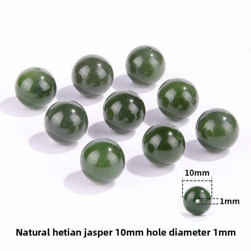 Hetian jade round beads, snowy white/pale celadon, polished, assorted 4–10 mm — Snowfield Whisper.