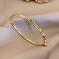 Dazzling Zircon Letter Bangle with copper base and zircon inlay – trendy cold chic jewelry
