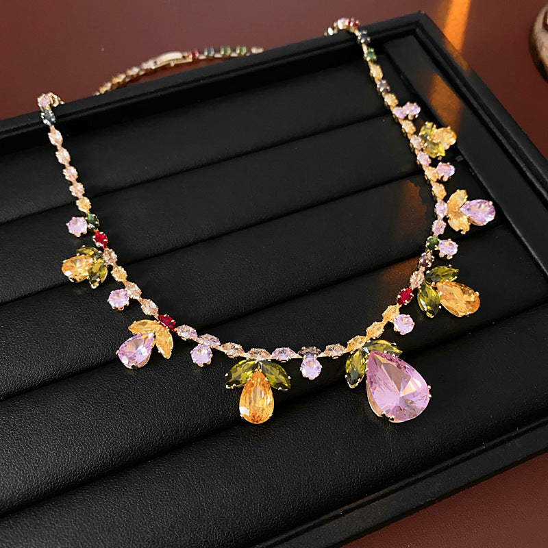 Celestial Leaf Zircon Drop Necklace Set