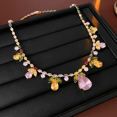 Celestial Leaf Zircon Drop Necklace Set