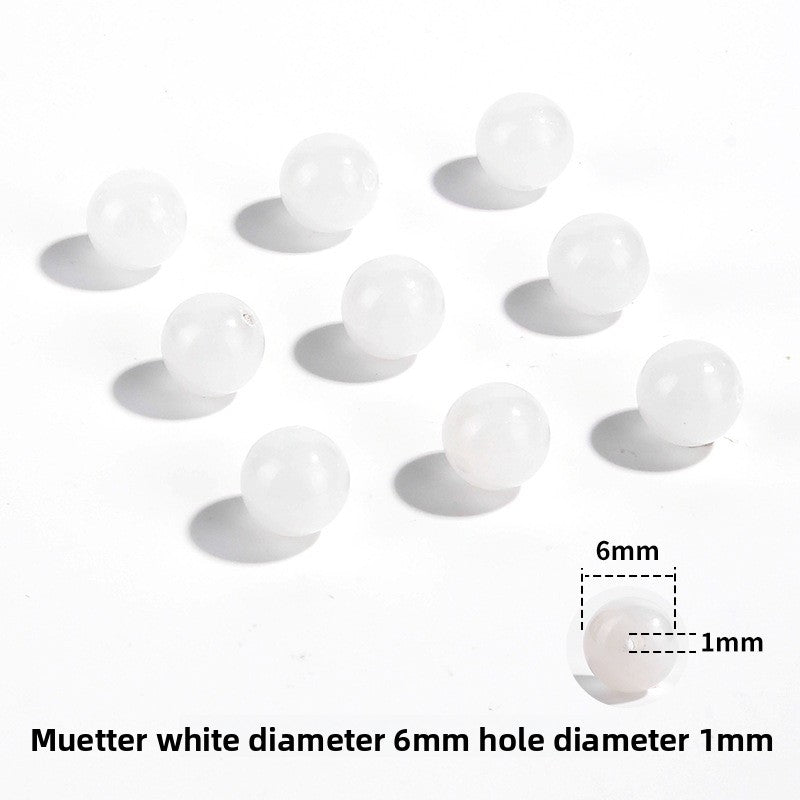 Hetian jade round beads, snowy white/pale celadon, polished, assorted 4–10 mm — Snowfield Whisper.