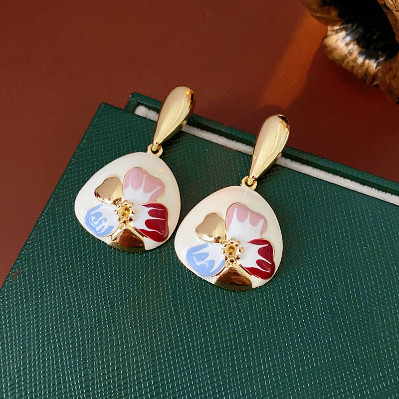 Pastel Bloom Enamel Drop Earrings