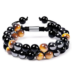 MagnetAura Duo · Tiger Eye & Agate Power Bracelet
