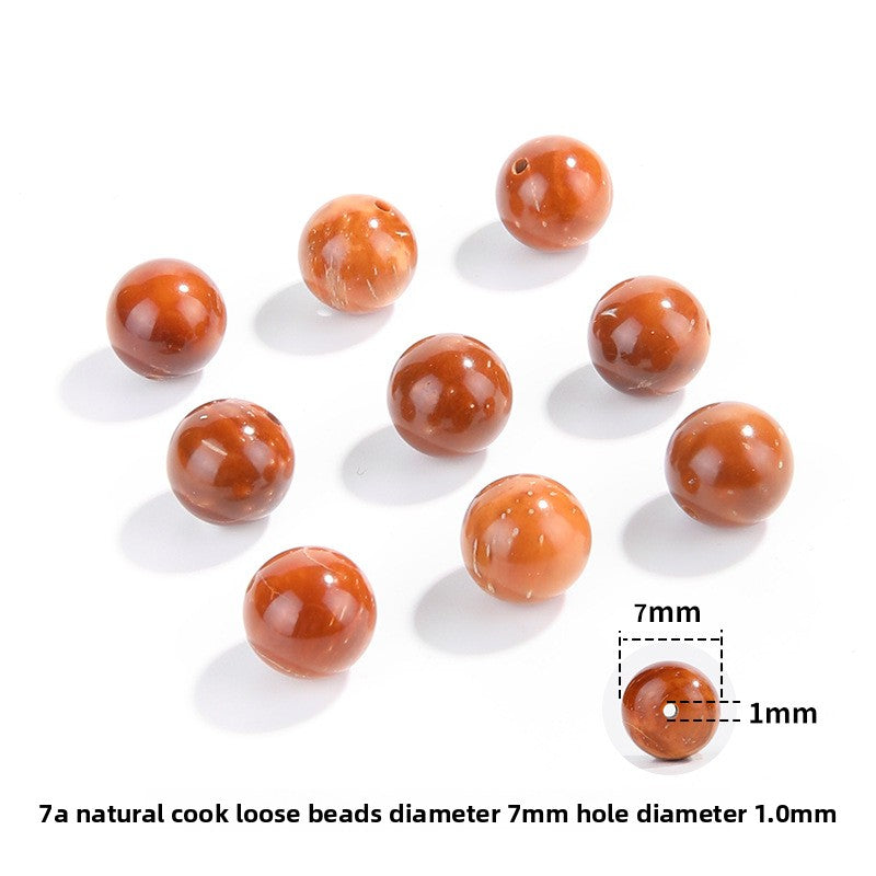 Natural Cook wood beads, amber-tone grain, polished, assorted 4–10 mm — Ambergrain Warmth.