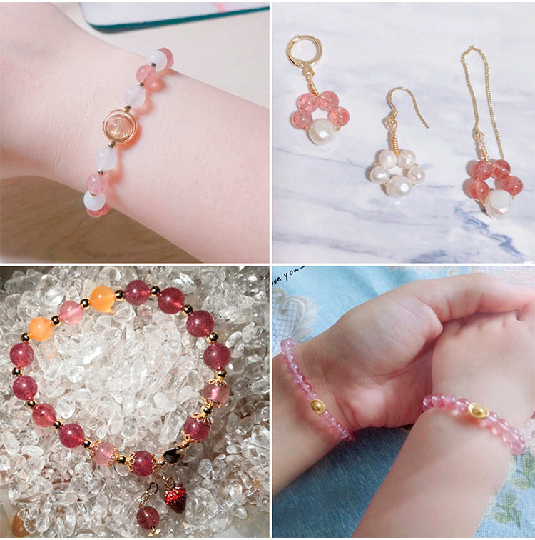 9A strawberry quartz round beads with rosy translucency and fine red inclusions, sizes 6/8/10 mm — Starfall Berry.