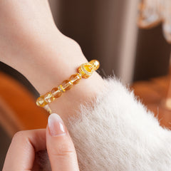 Sunlit Heart Gem Bracelet with golden crystal beads and heart-shaped zircon charm – Glazenya