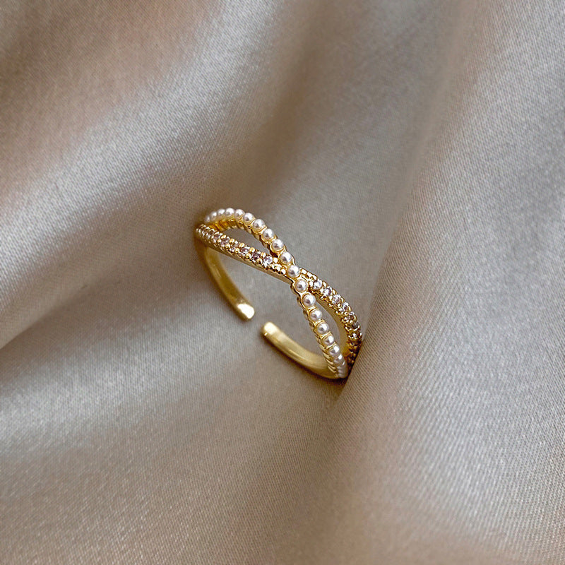 Baroque Pearl Tulip Open Ring – Korean Sweet Chic Series