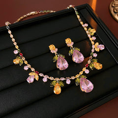 Celestial Leaf Zircon Drop Necklace Set