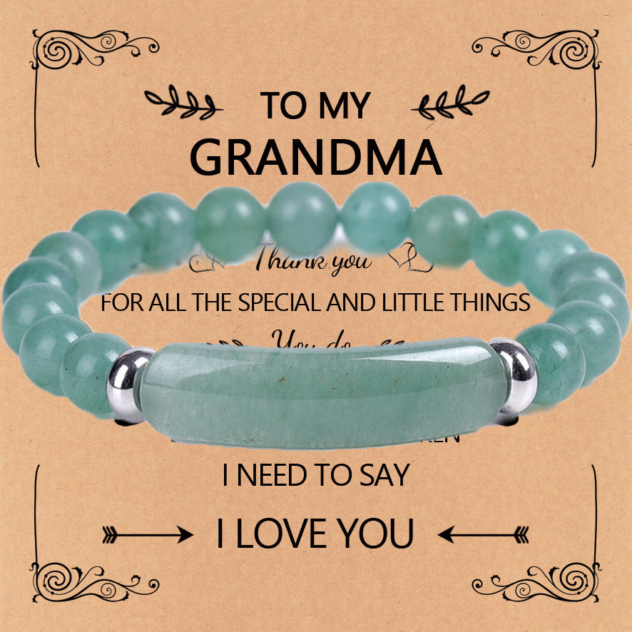 Forever Grandma · Natural Stone Love Bar Bracelet